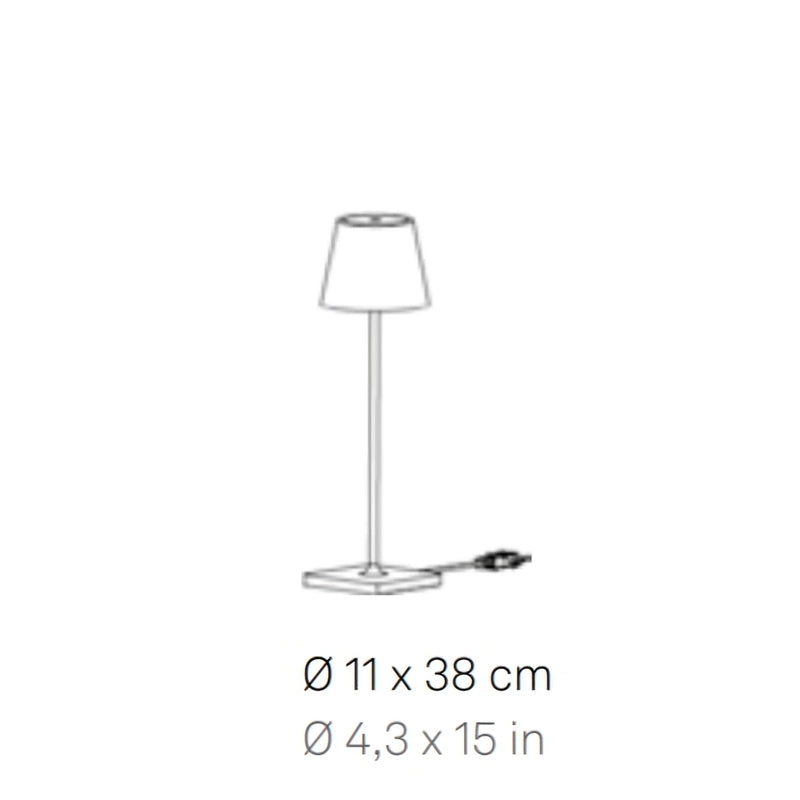 Lampada da Tavolo Poldina Corten 230V con spina LED Dimmerabile 11x38 cm - Design Moderno in Alluminio
