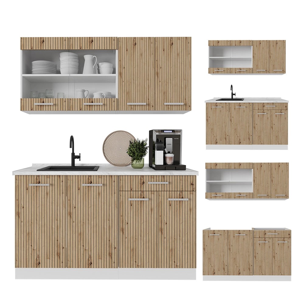 Vicco Cucina monoblocco Rovere artigianale/bianco 140 cm senza piano di lavoro