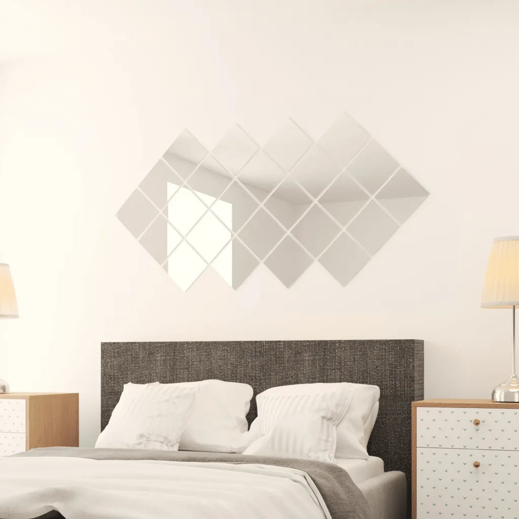 24 Pz Piastrelle a Specchio Quadrate in Vetro 244462