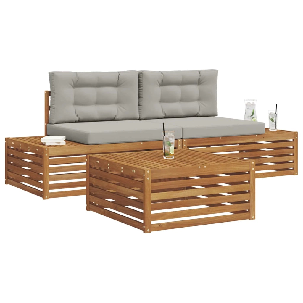 Set di divani da esterno-Sofa da giardino Grigio Naturale e Chiaro