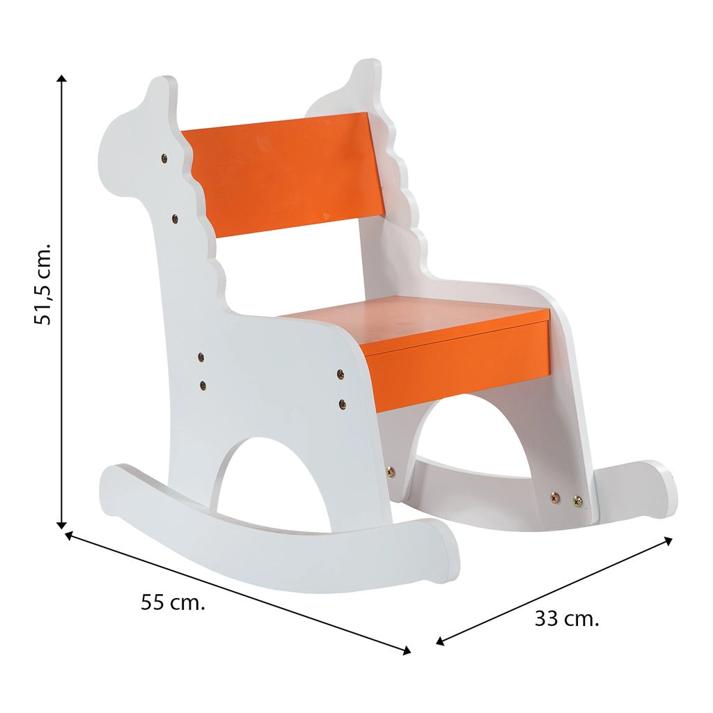Mecedora infantil de madera con lacado naranja 33x55x51.5
