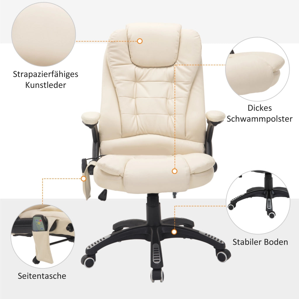 Sedia da ufficio con massaggio e riscaldamento ¨C Minimal ¨C cremewei? e nero