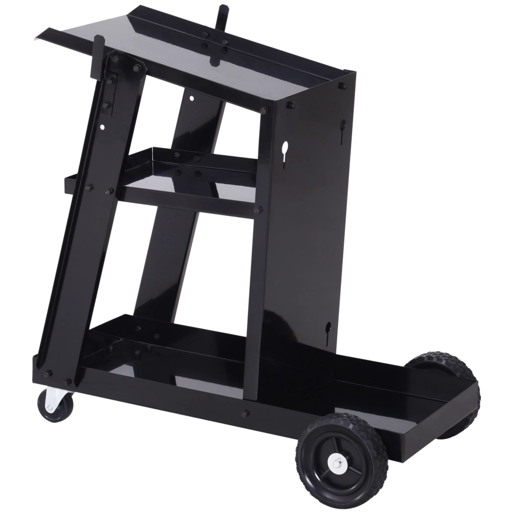 Carrello per saldatura con 3 ripiani e 4 ruote ¨C zephmum ¨C Nero, Acciaio, 71x39x70cm