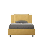 Letto una piazza e mezza contenitore imbottito 120x210 microfibra ocra Appia