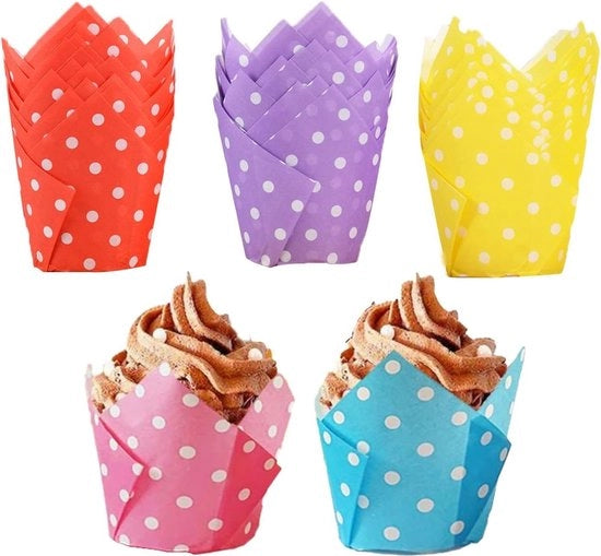 Cupcake confezioni in cartone 200 pz, senza grasso, per festa di laurea, matrimonio, compleanno (5 colori)