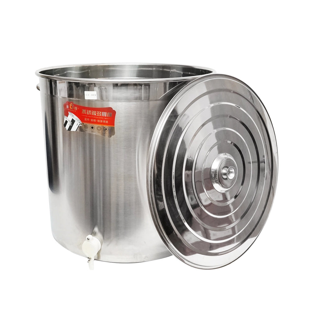 Maturatore in acciaio inox con coperchio per miele, capacità 200 kg