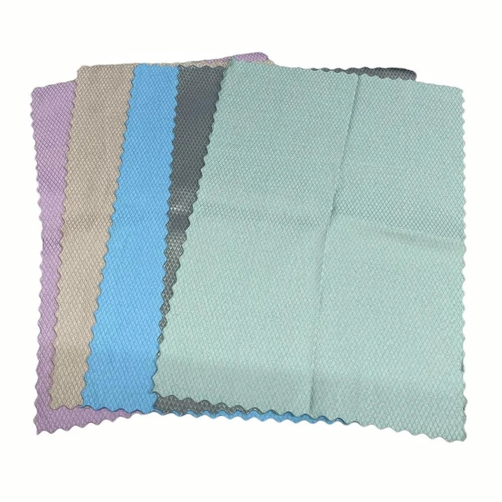Trade Shop - Set 5pz Panni Per Pulizia Vetri Stoviglie Superfici Trama A Squame Di Pesce Riutilizzabile -
