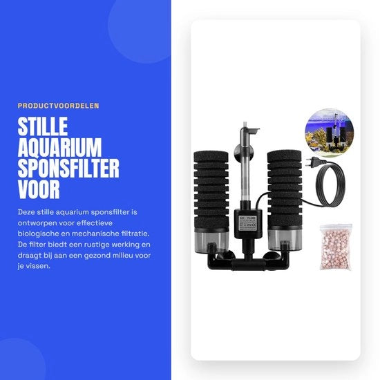 Filtro per acquario con schiuma silenziosa - filtro a sabbia con pompa - filtrazione biologica/meccanica - adatto per acquari > 60 cm - progettazione a strati multipli