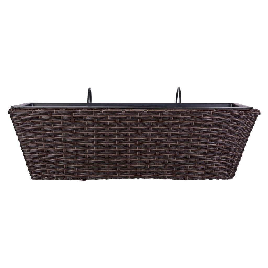 Fioriera sospesa in polyrattan marrone 61x20/29x19/23h