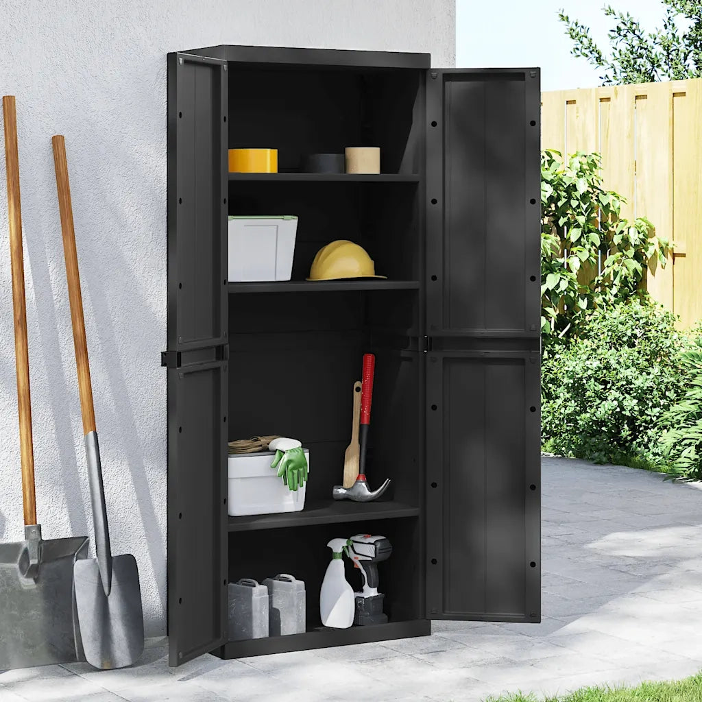 Armadio da Esterno Nero 65x37x165 cm in PP 364206