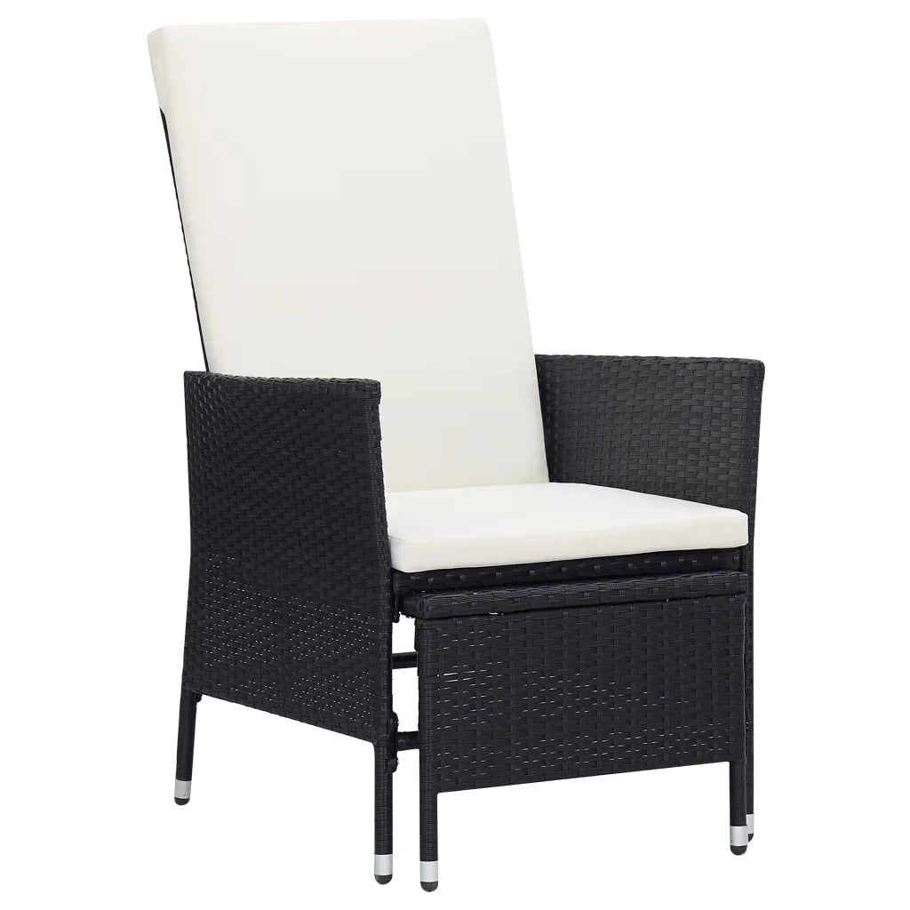 Set Divani da Giardino 3 pz con Cuscini in Polyrattan Nero 3059371