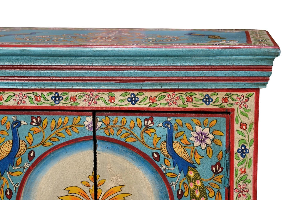 Comodino in legno di mango multicolore