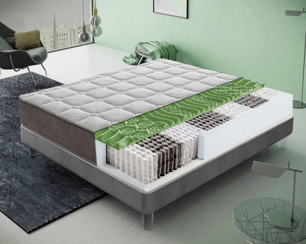 Materasso Matrimoniale 160x200 Molle Insacchettate e Memory Foam - Alto 25 cm - 13 Zone di Comfort