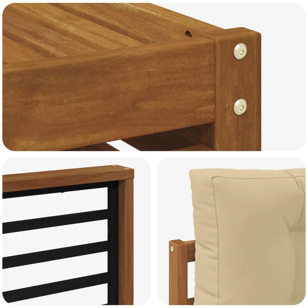 Set di divani da esterno con cuscino 5 pcs Naturale e Beige 3372993
