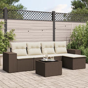 Set Divano da Giardino 6 pz con Cuscini Marrone in Polyrattan 3254840