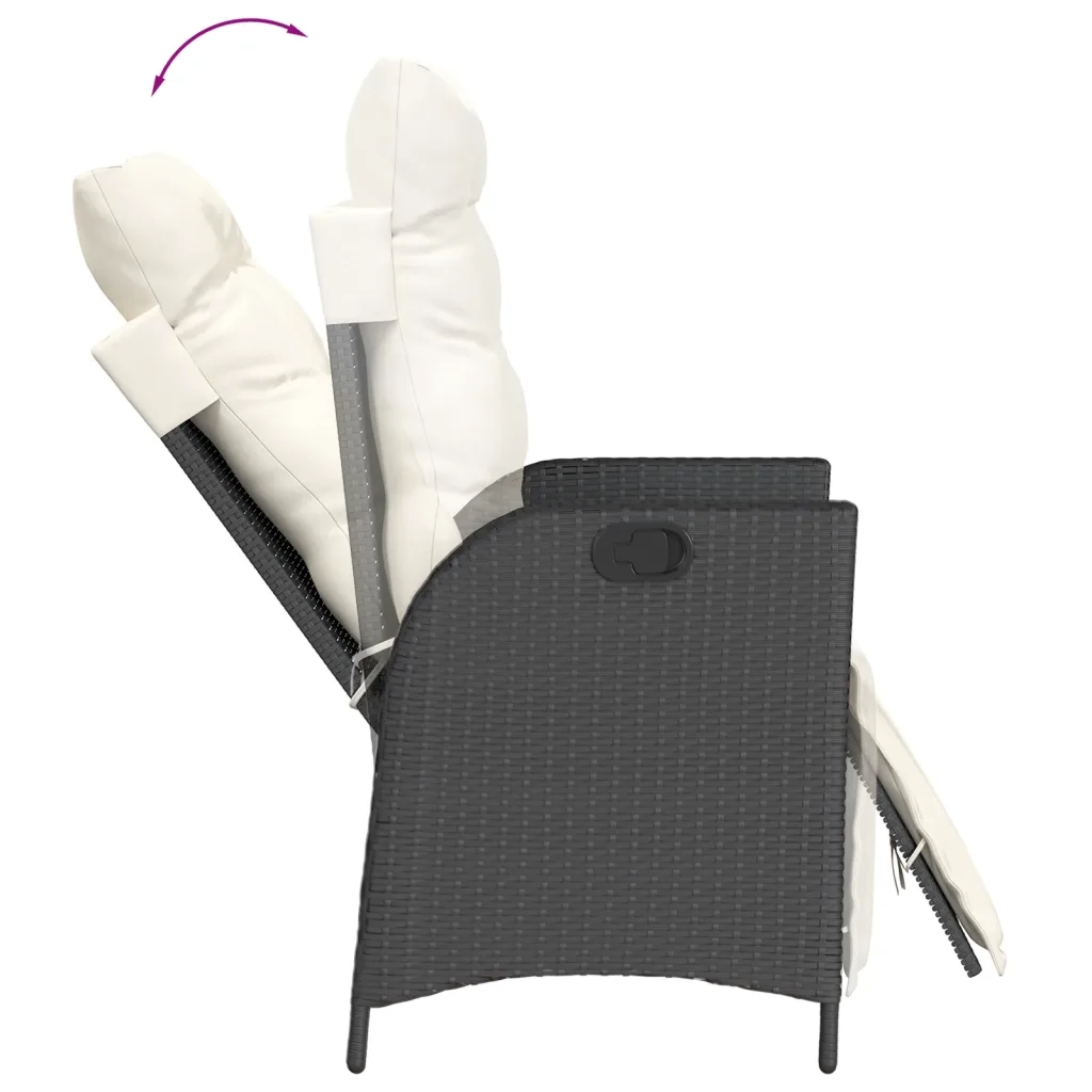 Set da Pranzo da Giardino 7 pz Nero con Cuscini in Polyrattan 3213090