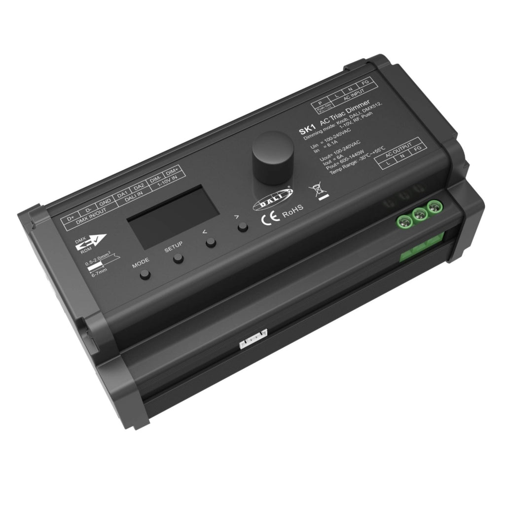 AC Triac Dimmer DALI-2 DMX512 1-10V RF Push Pulsante (5 In 1), 6A 220V 110V Max 1440W, SK1