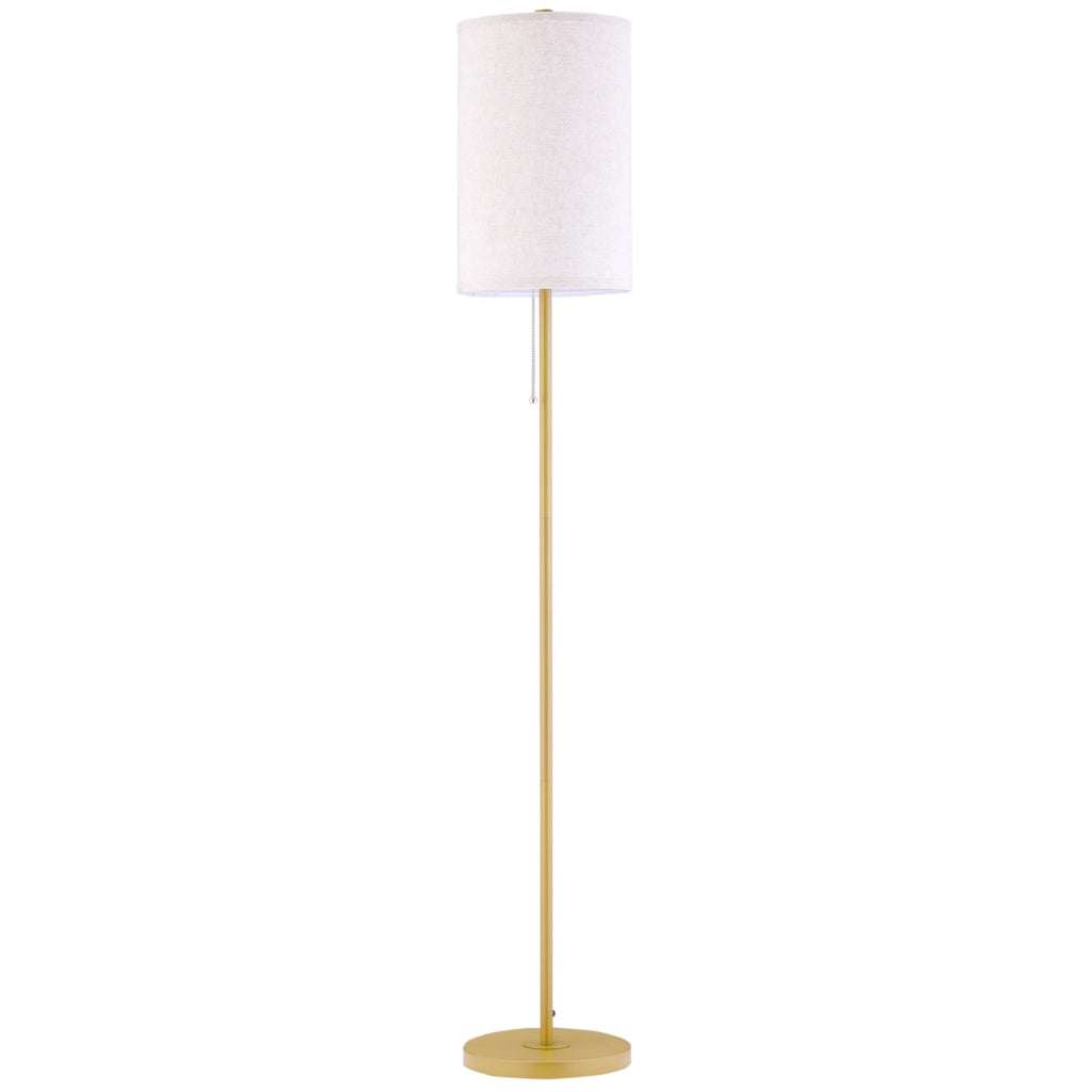 Lampada da terra per soggiorno, lampada da terra con paralume in lino, interruttore a catenella, lampada da terra con base in acciaio, attacco E27,