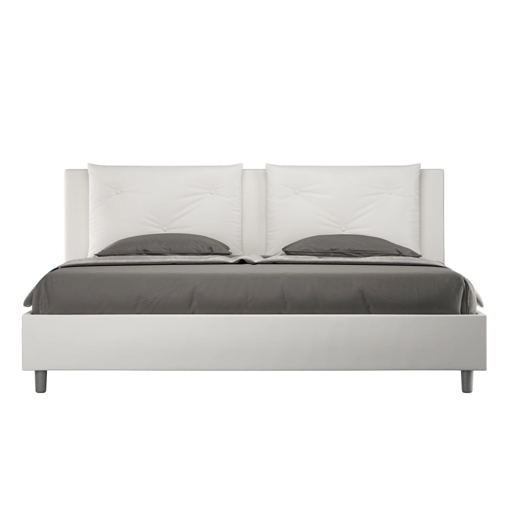 BS COM Letto con rete imbottito 180x210 similpelle bianco