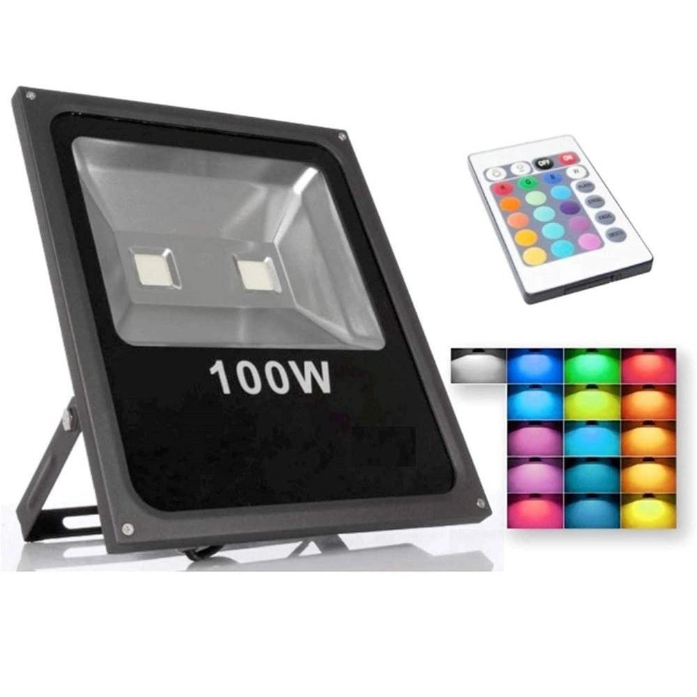 Trade Shop - Faro Led 100w Rgb Multicolore Giochi Luce Con Telecomando Faretto Illuminazione -