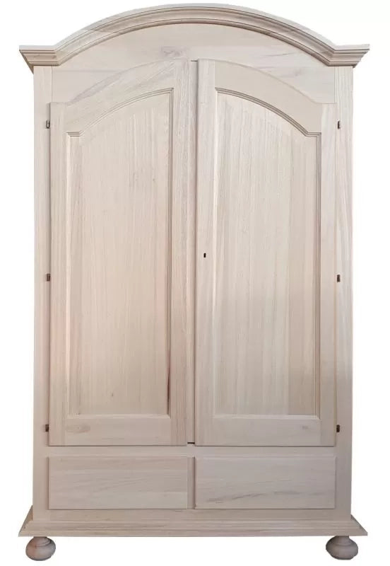 Armadio 2 porte cappello sagomato legno grezzo 125x61x200 - Mobili 2G