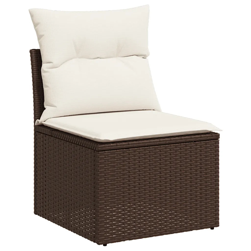 Set Divani da Giardino 9pz con Cuscini Marrone in Polyrattan 3221822