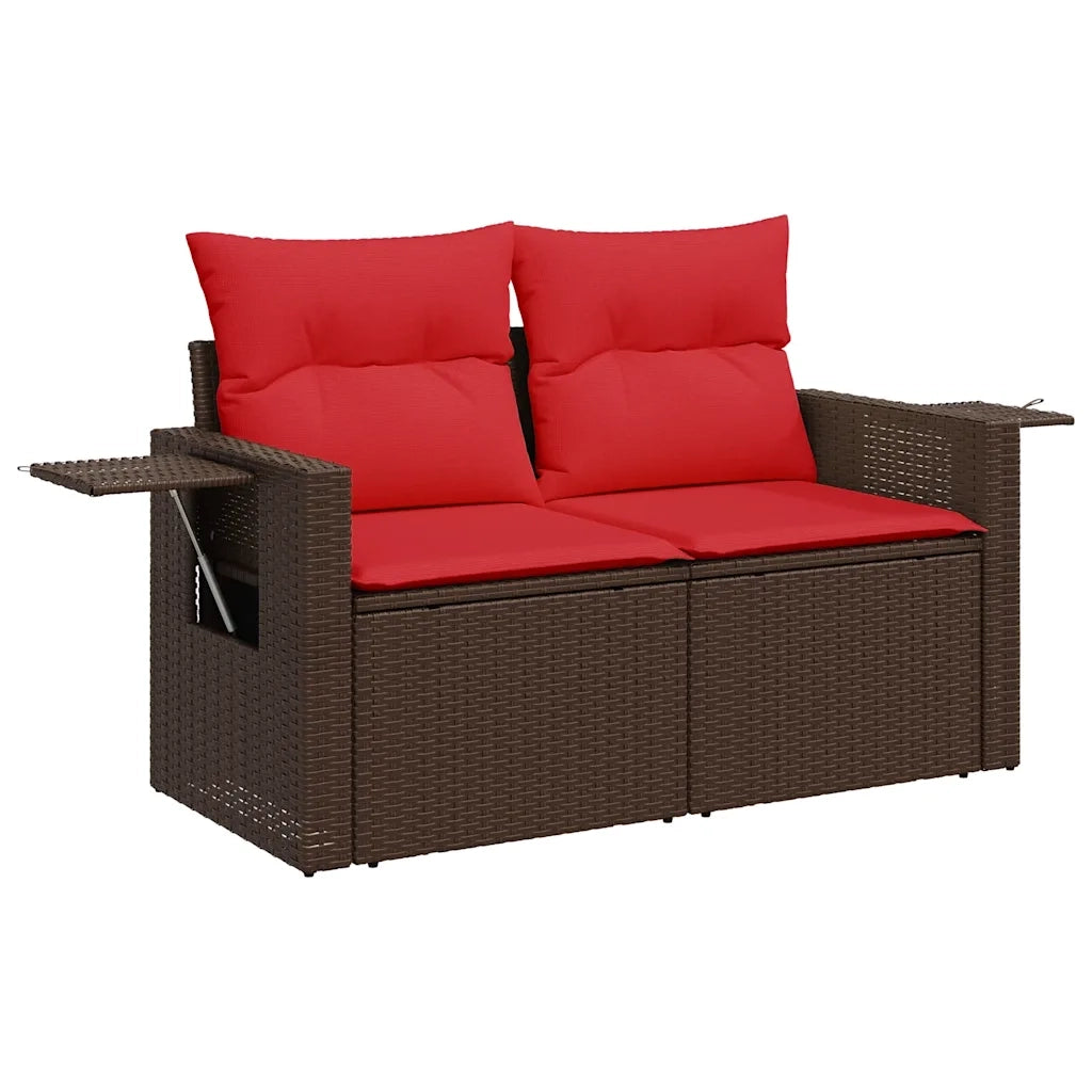 Set Divani da Giardino 9 pz con Cuscini Marrone in Polyrattan 3220603