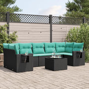 Set Divani da Giardino 8 pz con Cuscini Nero in Polyrattan 3219936