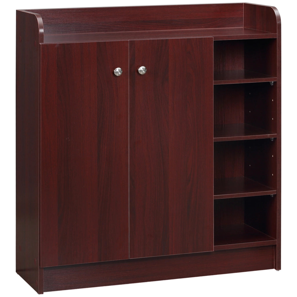 EasyComfort Armadio Scarpiera Moderno e Salvaspazio in Legno per 12 Paia con 4 Ripiani Aperti, 83x30x90 cm, color Caffè