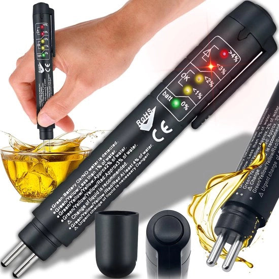 Sistema di Test della Fluidità dei Freni con Display a 5 LED per Auto - Rilevamento del Carburante DOT3 DOT4 DOT5 Nero