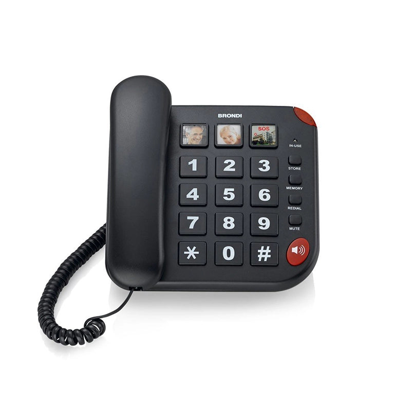 BRONDI BRAVO 15 (NERO) - TELEFONO CORDED - TASTI GRANDI