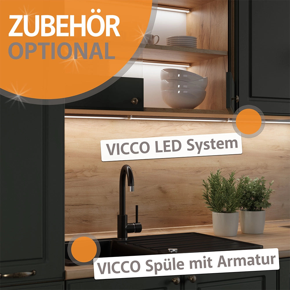 Vicco Cucina monoblocco Rovere artigianale/bianco 140 cm senza piano di lavoro