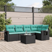 Set Divani da Giardino 6 pz con Cuscini Nero in Polyrattan 3220136