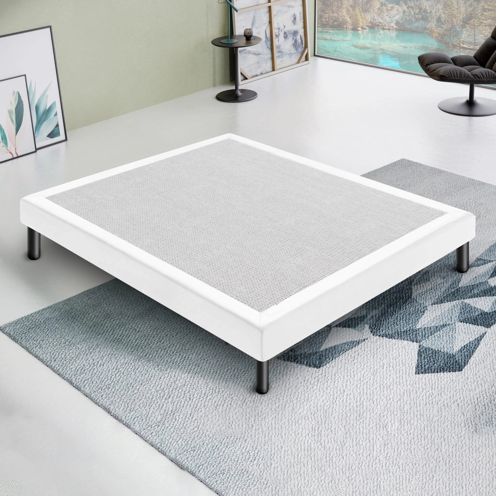 Letto Sommier Singolo 90x200 Bianco Rivestito - Resistente fino a 120 Kg per Persona
