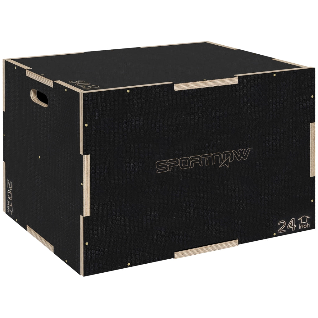 Plyo Box Pieghevole in Legno con Maniglie ¨C Xylo ¨C 61x51x41 cm Nero Carico 120 kg