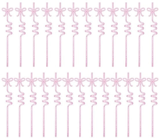 Set di spirali per bicchieri 25 pezzi - colore rosa - materiale PETG - eleganti con striscia - per feste di compleanno/matrimoni - reutilizzabili