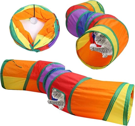 Tunnel Opvougbile per Gatti - Giocattolo Interattivo per Gatti - 2 vie per Gatti - Tunnel per Gatti Accessori per Animali Domestici Interno e Esterno