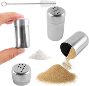 Set di spargitori sale e pepe 2 pezzi in acciaio inossidabile liscio - Mini 5 ml spargitore di pepe per bentobox auto ufficio campeggio contenitore di sale