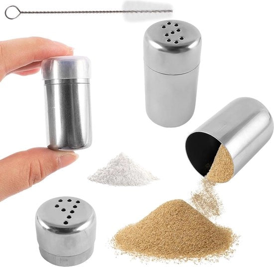 Set di spargitori sale e pepe 2 pezzi in acciaio inossidabile liscio - Mini 5 ml spargitore di pepe per bentobox auto ufficio campeggio contenitore di sale