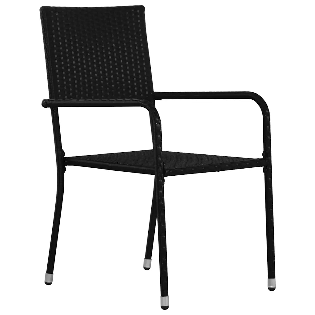 Sedie da Pranzo da Giardino 4pz Impilabili Nere in Polyrattan 318720
