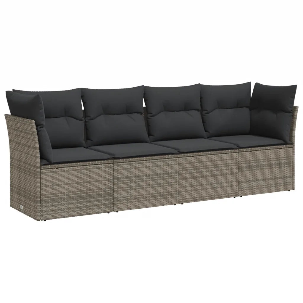 Set Divani da Giardino 4 pz con Cuscini in Polyrattan Grigio 3249069