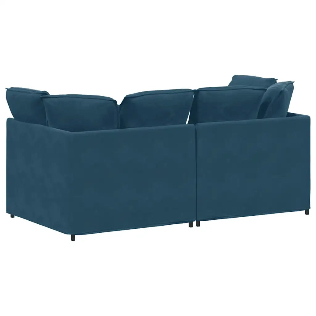 Divano Modulare con Cuscini in Velluto Blu 3321248