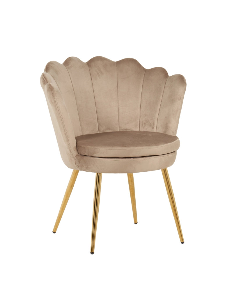 Poltrona Conchiglia Camera da Letto in Velluto Design Moderno Maddina Tortora