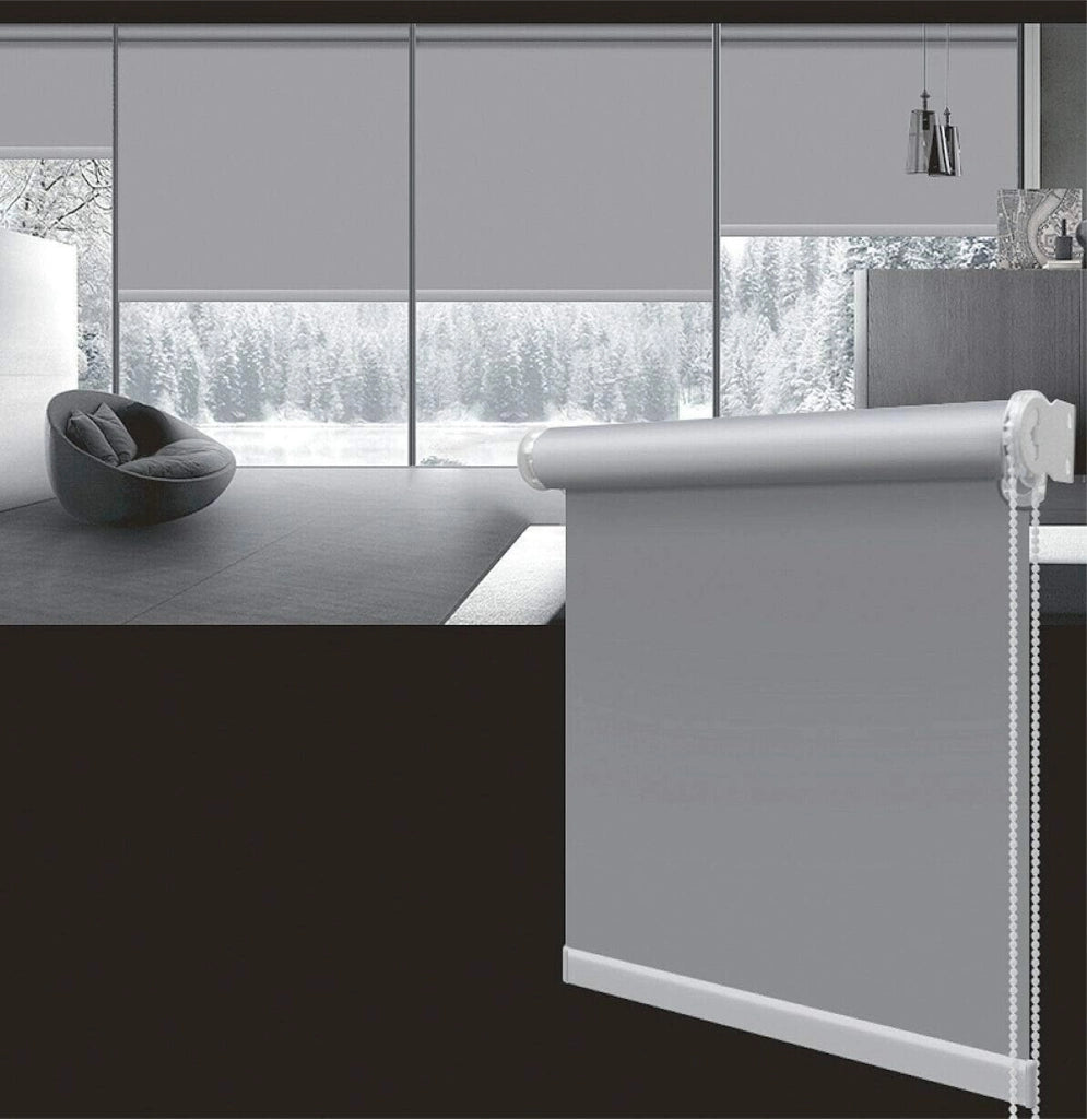 Tenda a Rullo Avvolgibile Porta Finestra Casa Ufficio Parete Soffitto Grigio 200x180 cm