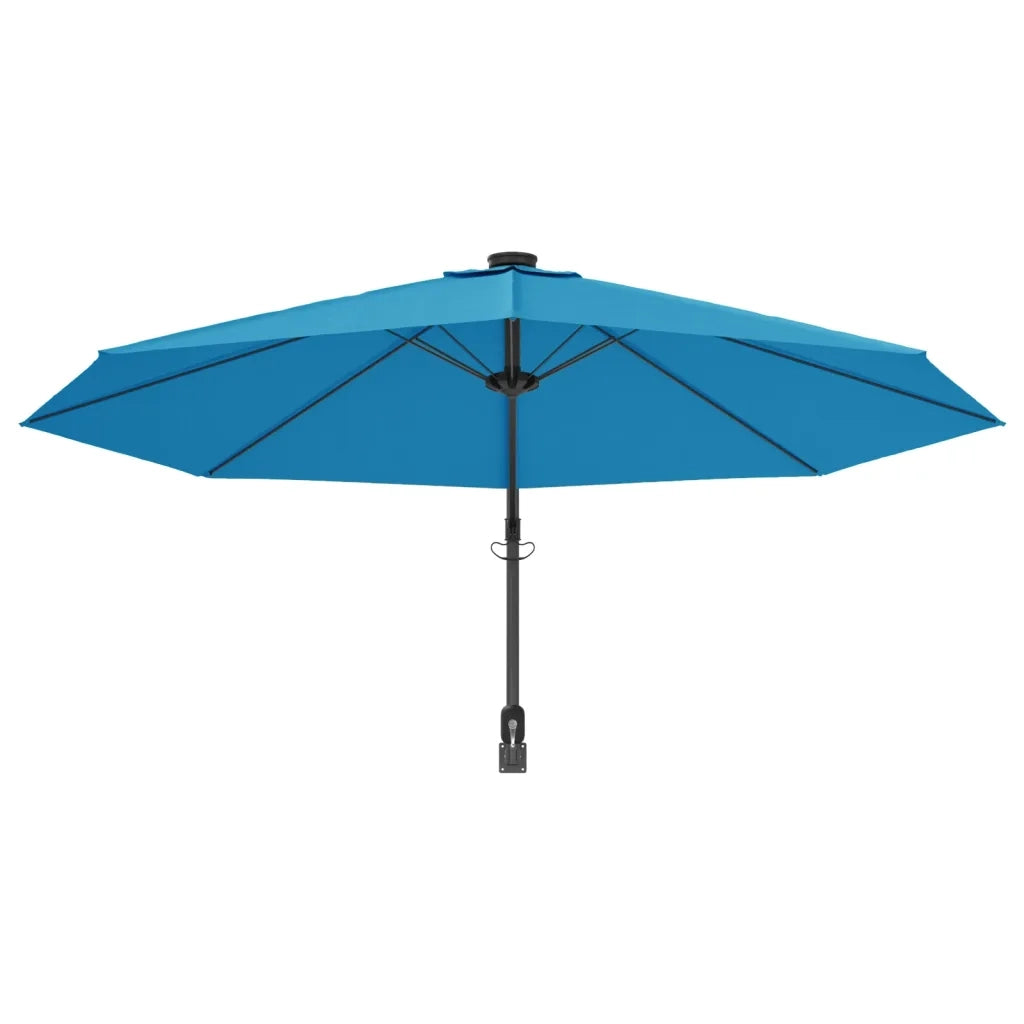Ombrellone a Parete con LED Blu Mare 290 cm 362894