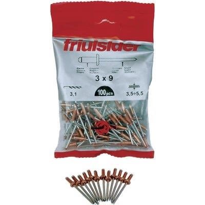 RIVETTO A STRAPPO RAME FRIULSIDER - MM 4,0X12 CF=PZ 100- 5 confezioni