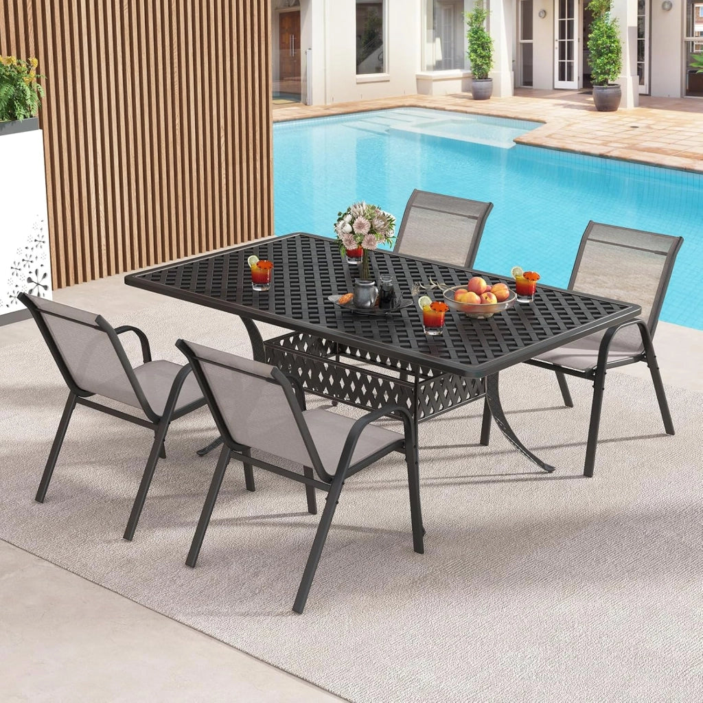 Set di 2/4 Sedie da Giardino, Poltrone in Tessuto Textilene per Esterno, Sedie Impilabili con Gambe in Metallo, Portata 150 kg, 56 x 70 x 84 cm (Grigio,4)