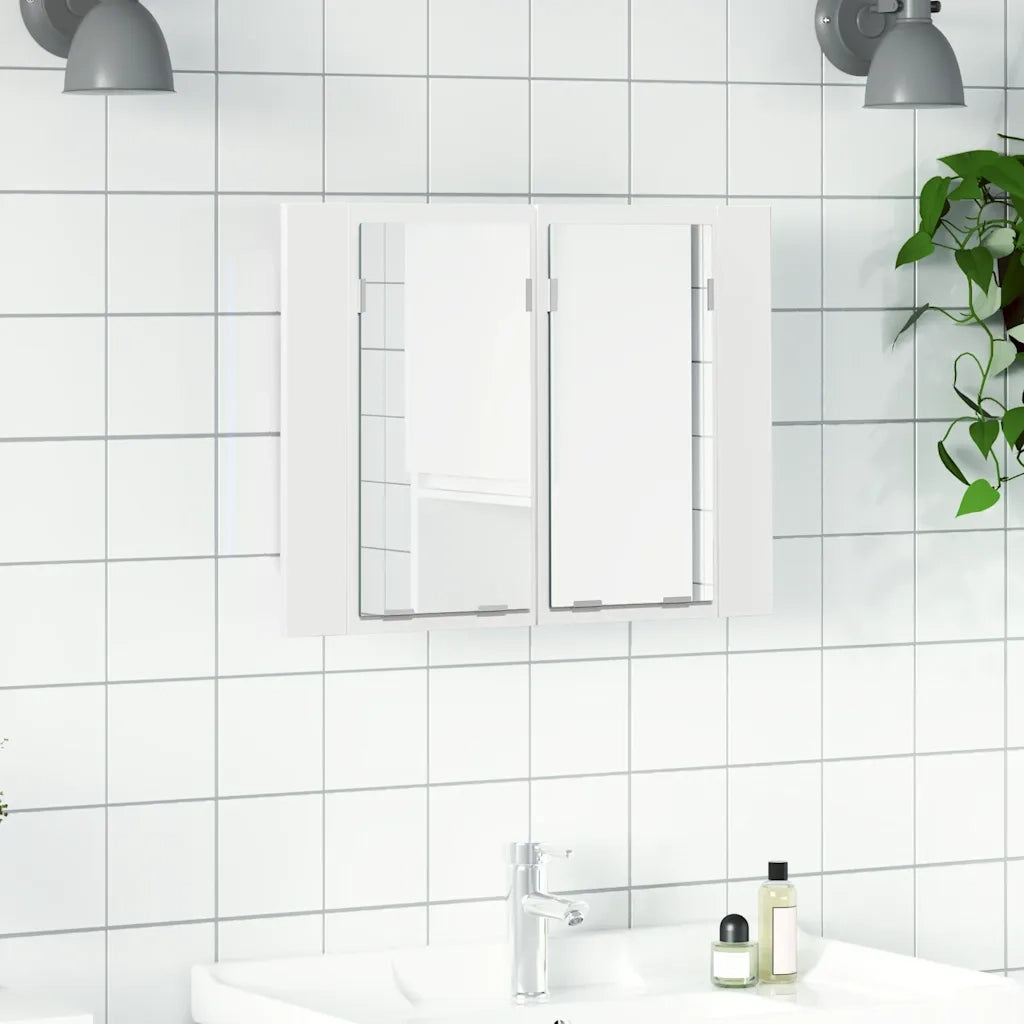 Armadietto a Specchio con Luci LED Bianco 60x12x45 in Acrilico 804956