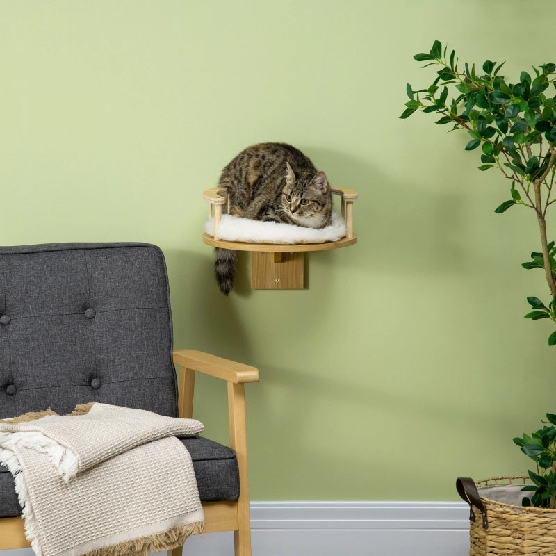 CUCCIA DA MURO PER GATTI Ø34 x 10,5 cm PLUSH OAK con cuscino