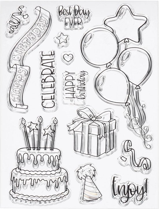 Stampe in Silicone Transparenti, 1 pezzo T2019 Stampa Ballo di Auguri per Festa di Compleanno Stampa per Carte Decorative per Scrapbooking e Embossing Album Ambiente Decorativo
